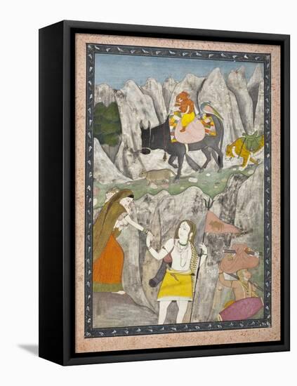 Shiva's Family on the March-null-Framed Stretched Canvas