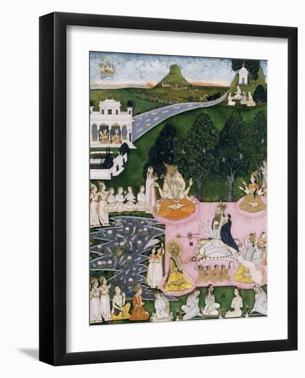 Shiva Seated on a Tiger Skin, Holds Devi Wrapped in a Cloak, C.1760-null-Framed Giclee Print