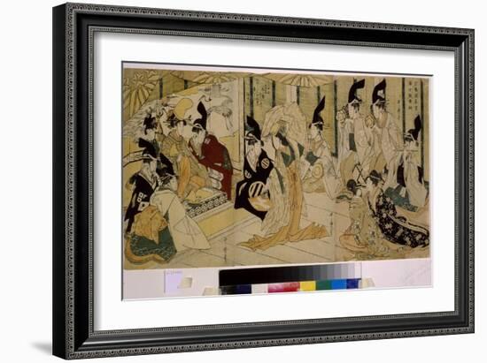 Shizuka Gozen Danse Lors De La Ceremonie Pour Le Sanctuaire De Tsurugaoka Wakamiya. Shizuka Gozen (-Kitagawa Utamaro-Framed Giclee Print