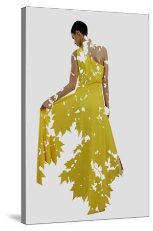 'Double Exposure of Woman in Fashion Dress with Nature Tree