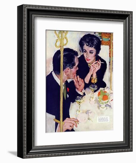 Shock Treatment  - Saturday Evening Post "Leading Ladies", April 12, 1958 pg.26-Joe de Mers-Framed Giclee Print