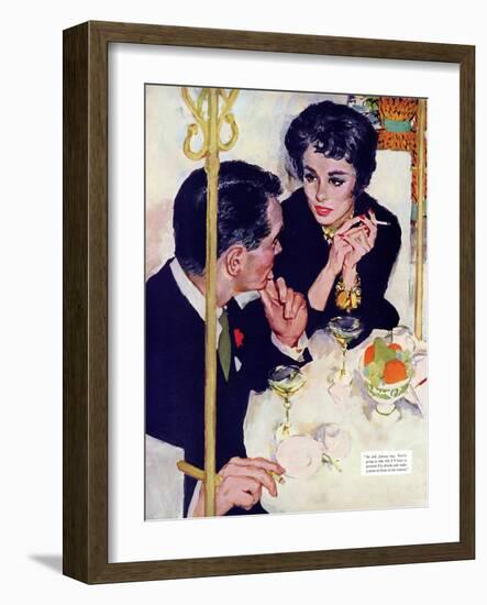 Shock Treatment  - Saturday Evening Post "Leading Ladies", April 12, 1958 pg.26-Joe de Mers-Framed Giclee Print