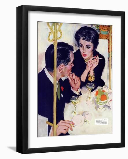 Shock Treatment  - Saturday Evening Post "Leading Ladies", April 12, 1958 pg.26-Joe de Mers-Framed Giclee Print