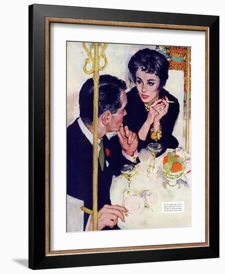 Shock Treatment  - Saturday Evening Post "Leading Ladies", April 12, 1958 pg.26-Joe de Mers-Framed Giclee Print