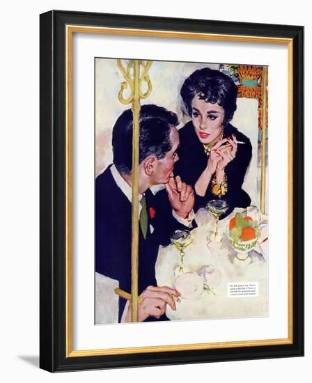 Shock Treatment  - Saturday Evening Post "Leading Ladies", April 12, 1958 pg.26-Joe de Mers-Framed Giclee Print