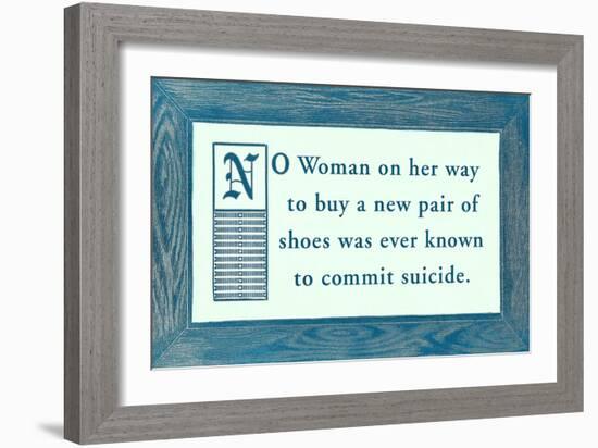 Shoe Buying vs. Suicide-null-Framed Art Print