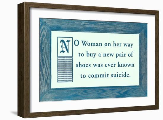 Shoe Buying vs. Suicide-null-Framed Art Print