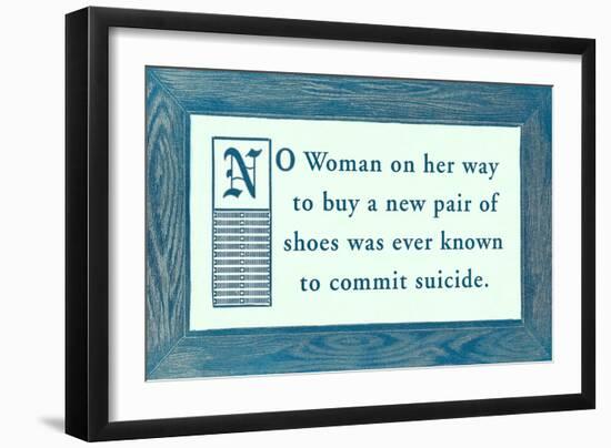 Shoe Buying vs. Suicide-null-Framed Art Print