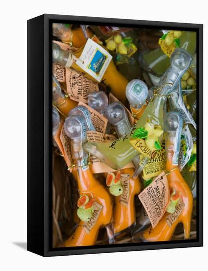 Shoe Shaped Bottles of Limoncello Liquor, Ischia Ponte, Ischia, Bay of Naples, Campania, Italy-Walter Bibikow-Framed Premier Image Canvas