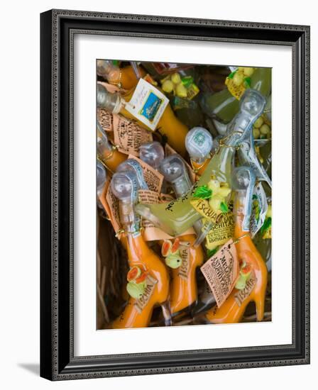 Shoe Shaped Bottles of Limoncello Liquor, Ischia Ponte, Ischia, Bay of Naples, Campania, Italy-Walter Bibikow-Framed Photographic Print