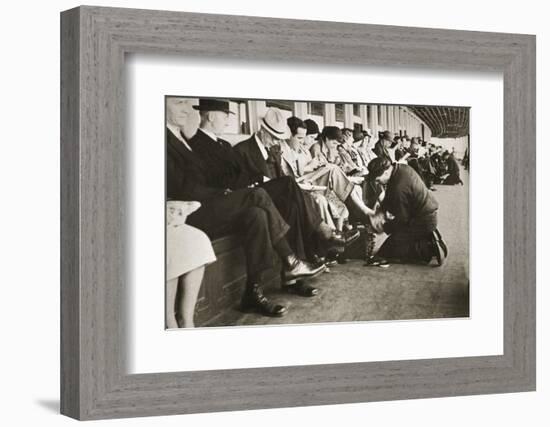 Shoe shiners working on board the Staten Island Ferry, New York, USA, c1920s-c1930s-Unknown-Framed Photographic Print