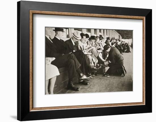 Shoe shiners working on board the Staten Island Ferry, New York, USA, c1920s-c1930s-Unknown-Framed Photographic Print