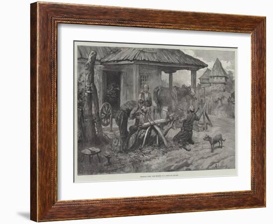 Shoeing Oxen and Horses at a Servian Smithy-Johann Nepomuk Schonberg-Framed Giclee Print