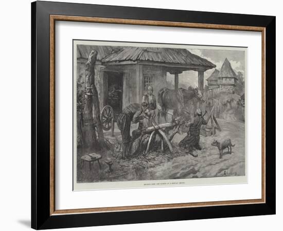 Shoeing Oxen and Horses at a Servian Smithy-Johann Nepomuk Schonberg-Framed Giclee Print