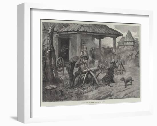 Shoeing Oxen and Horses at a Servian Smithy-Johann Nepomuk Schonberg-Framed Giclee Print