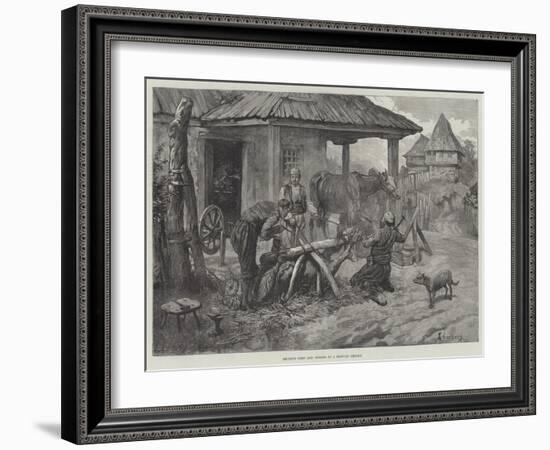 Shoeing Oxen and Horses at a Servian Smithy-Johann Nepomuk Schonberg-Framed Giclee Print