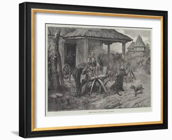 Shoeing Oxen and Horses at a Servian Smithy-Johann Nepomuk Schonberg-Framed Giclee Print