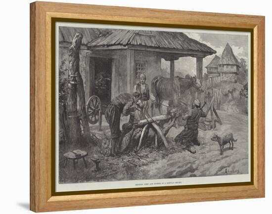 Shoeing Oxen and Horses at a Servian Smithy-Johann Nepomuk Schonberg-Framed Premier Image Canvas