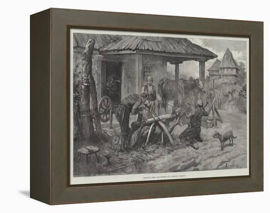 Shoeing Oxen and Horses at a Servian Smithy-Johann Nepomuk Schonberg-Framed Premier Image Canvas