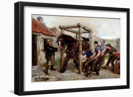 Shoeing the Bay Mare, C.1885-90-Ralph Hedley-Framed Giclee Print