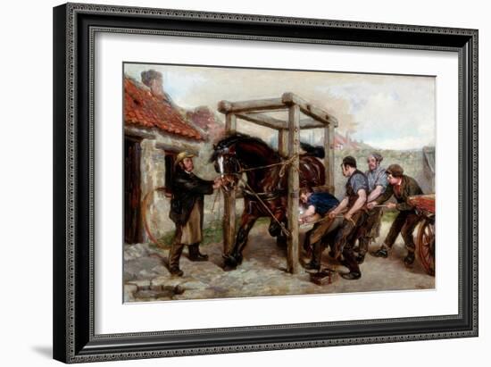 Shoeing the Bay Mare, C.1885-90-Ralph Hedley-Framed Giclee Print