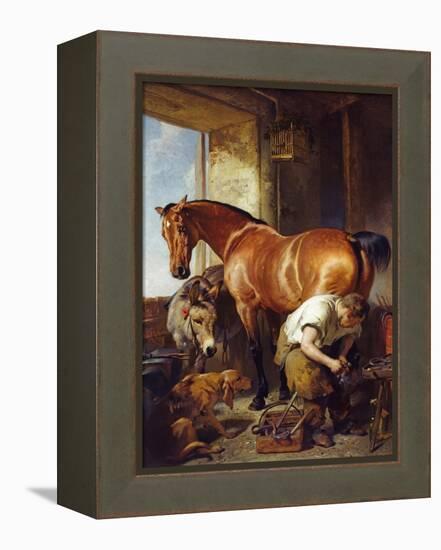 Shoeing-Edwin Henry Landseer-Framed Premier Image Canvas