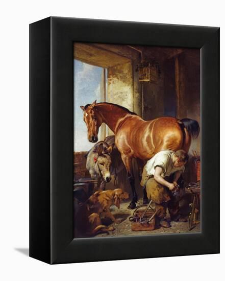 Shoeing-Edwin Henry Landseer-Framed Premier Image Canvas