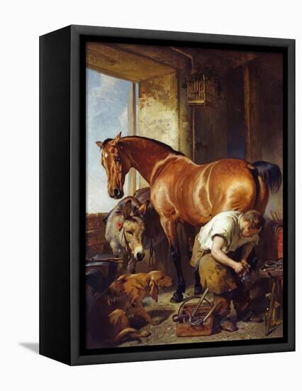 Shoeing-Edwin Henry Landseer-Framed Premier Image Canvas