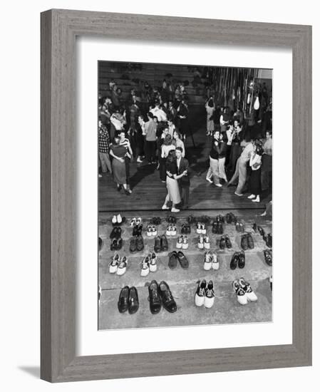 Shoeless Teenage Couples Dancing in HS Gym During a Sock Hop-Alfred Eisenstaedt-Framed Photographic Print