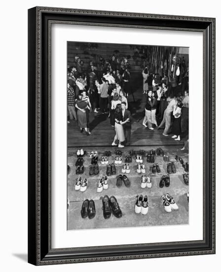 Shoeless Teenage Couples Dancing in HS Gym During a Sock Hop-Alfred Eisenstaedt-Framed Photographic Print