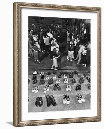 Shoeless Teenage Couples Dancing in HS Gym During a Sock Hop-Alfred Eisenstaedt-Framed Photographic Print