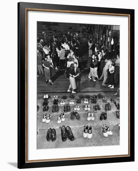 Shoeless Teenage Couples Dancing in HS Gym During a Sock Hop-Alfred Eisenstaedt-Framed Photographic Print