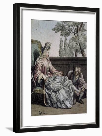 Shoemaker Measuring Lady's Shoes, Ca 1715, France, 18th Century-null-Framed Giclee Print