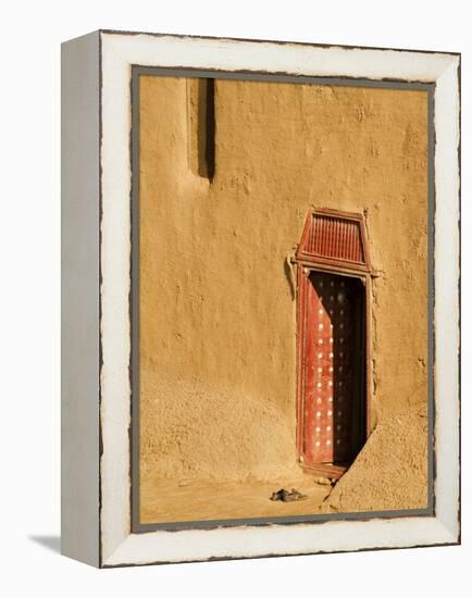 Shoes outside side door into the Mosque at Djenne, Mali, West Africa-Janis Miglavs-Framed Premier Image Canvas