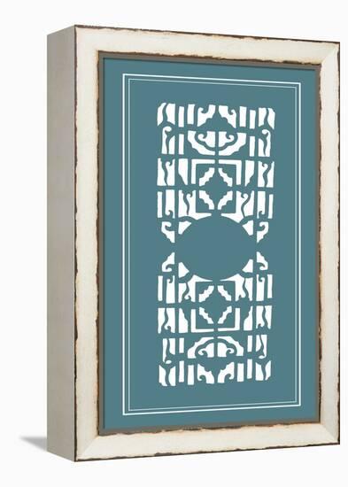 Shoji Screen in Teal I-Vision Studio-Framed Stretched Canvas