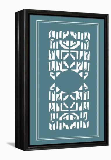 Shoji Screen in Teal I-Vision Studio-Framed Stretched Canvas