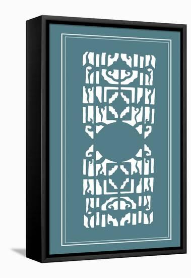 Shoji Screen in Teal I-Vision Studio-Framed Stretched Canvas