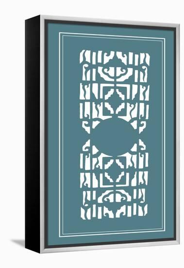 Shoji Screen in Teal I-Vision Studio-Framed Stretched Canvas