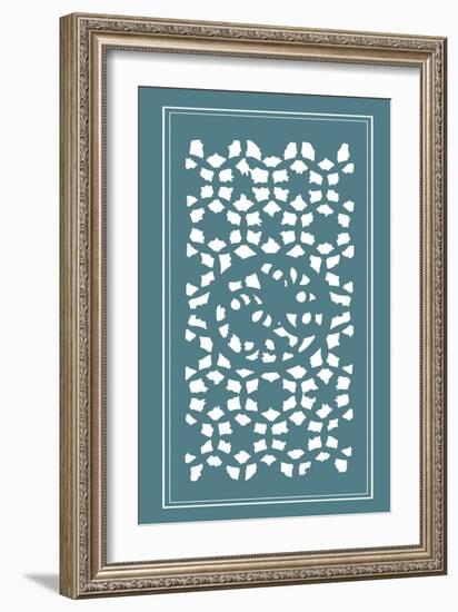 Shoji Screen in Teal II-Vision Studio-Framed Art Print