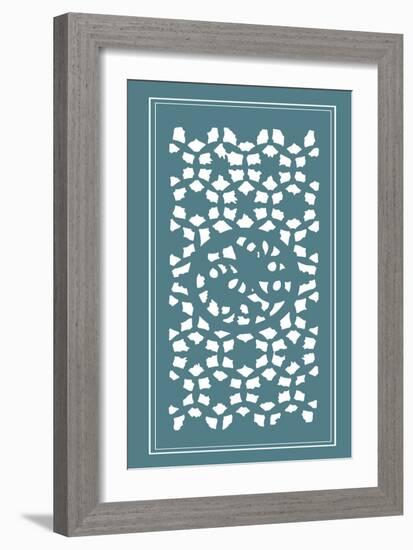 Shoji Screen in Teal II-Vision Studio-Framed Art Print