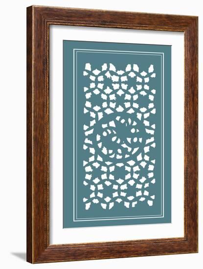 Shoji Screen in Teal II-Vision Studio-Framed Art Print