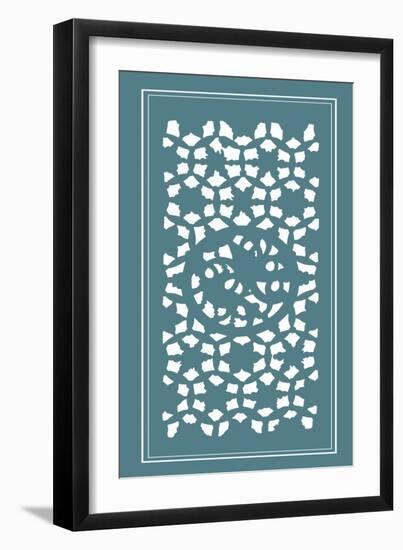 Shoji Screen in Teal II-Vision Studio-Framed Art Print