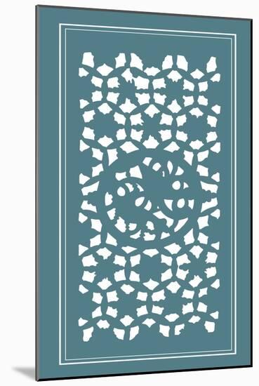 Shoji Screen in Teal II-Vision Studio-Mounted Art Print