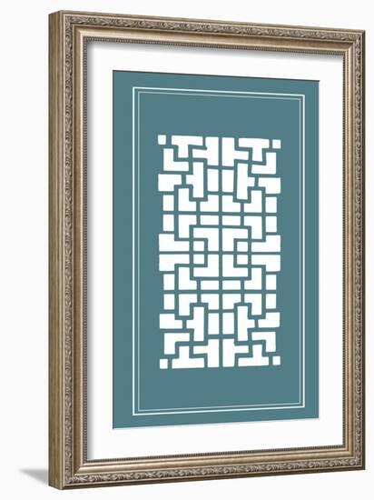 Shoji Screen in Teal III-Vision Studio-Framed Art Print