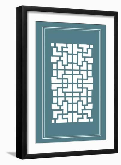 Shoji Screen in Teal III-Vision Studio-Framed Art Print