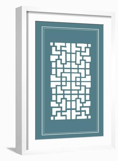 Shoji Screen in Teal III-Vision Studio-Framed Art Print