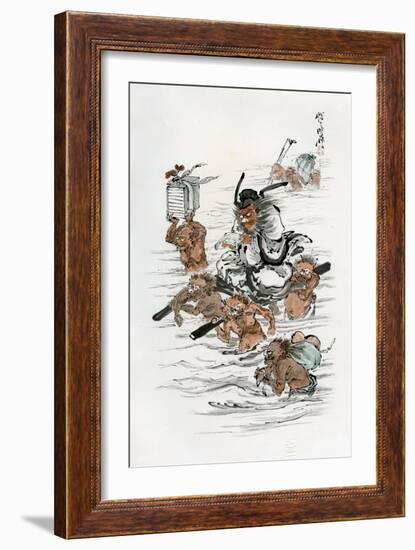 Shoki and Attendant Demons, 1898-Kawanabe Kyosai-Framed Giclee Print