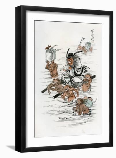 Shoki and Attendant Demons, 1898-Kawanabe Kyosai-Framed Giclee Print