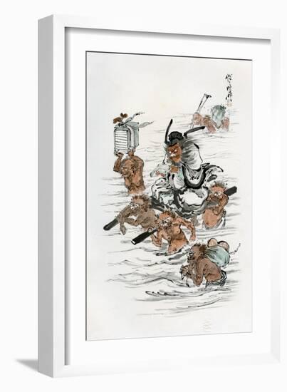 Shoki and Attendant Demons, 1898-Kawanabe Kyosai-Framed Giclee Print