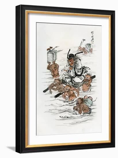 Shoki and Attendant Demons, 1898-Kawanabe Kyosai-Framed Giclee Print